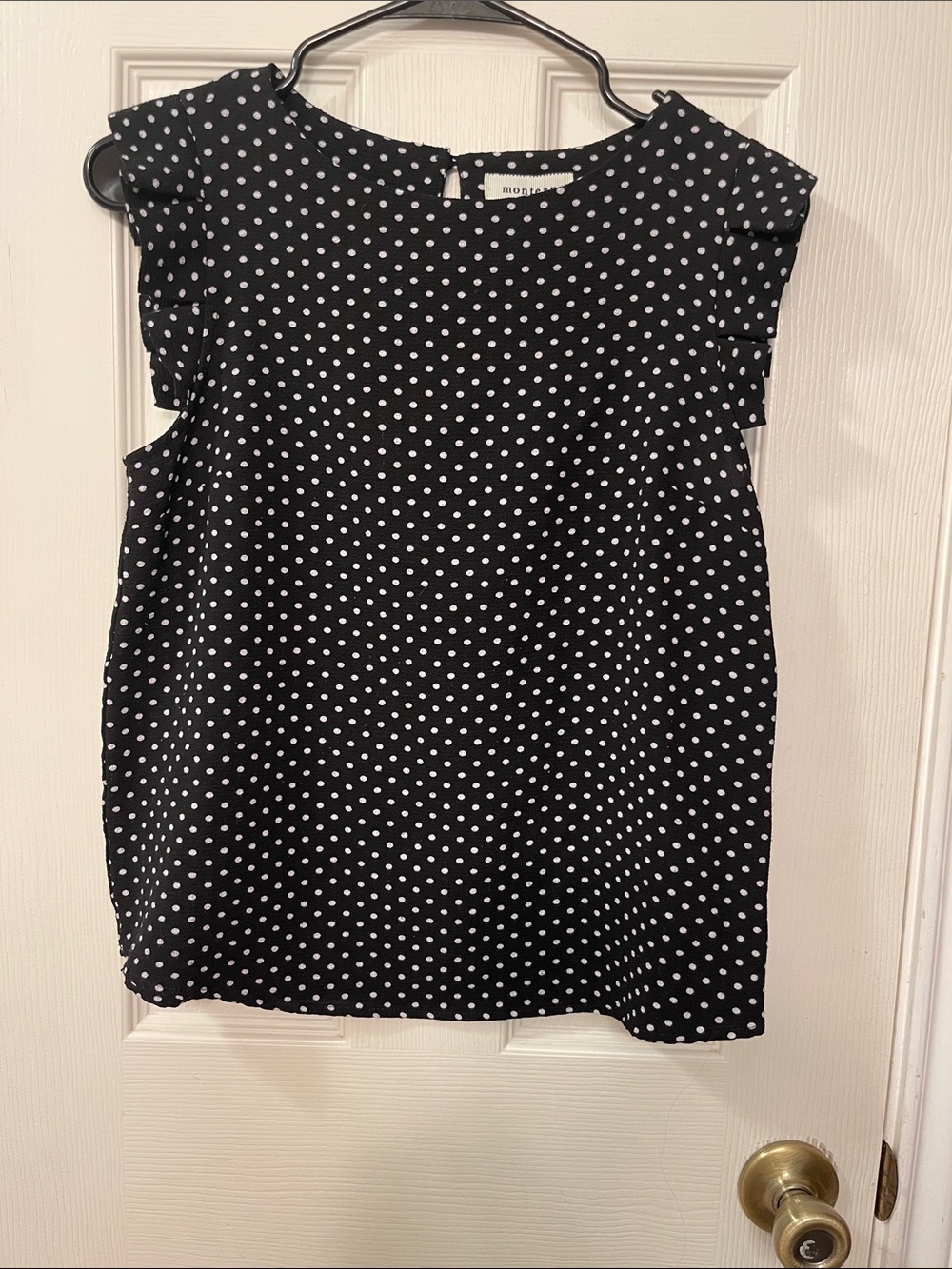 Monteau Black with White Polka Dot Sleeveless Top